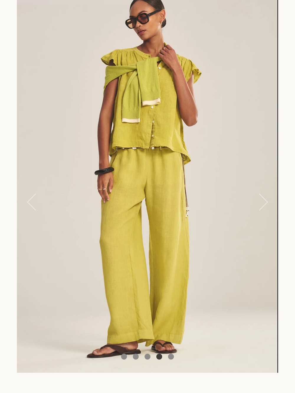 Valvet 100% linen lime citron Women's Wide-Leg Linen Pants